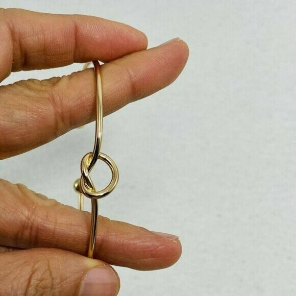 Women Girl Knot Bracelet Cuff 7” Bangle Gold Tone Modern Jewelry Open Design New - Picture 4 of 8